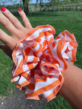 Load image into Gallery viewer, Limited Edition Frilly Orange &amp; White Scrunchie
