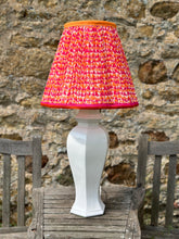 Load image into Gallery viewer, 41cm Pleated Sari Orange &amp; Pinks Lampshade
