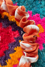 Load image into Gallery viewer, Small Ikat Silk Scrunchie Headband - Orange &amp; White
