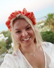 Load image into Gallery viewer, Satin Scrunchie Headband - Coral Orange
