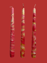 Load image into Gallery viewer, Dip Dye Dinner Candle - Red &amp; Gold
