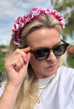 Load image into Gallery viewer, Limited Edition Frilly Pink &amp; White Scrunchie Headband
