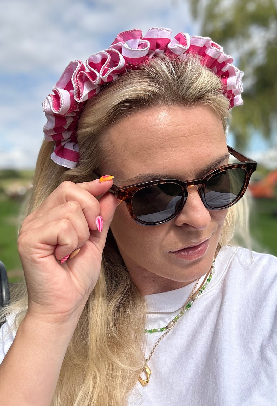 Limited Edition Frilly Pink & White Scrunchie Headband