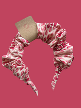 Load image into Gallery viewer, Cotton Scrunchie Headband - Maroon Pink Hand Printed
