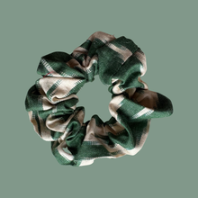 Load image into Gallery viewer, Green &amp; Beige Ikat Cotton Scrunchie
