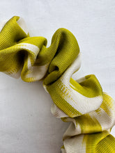 Load image into Gallery viewer, Ikat Silk Scrunchie Headband - Lime Green &amp; White
