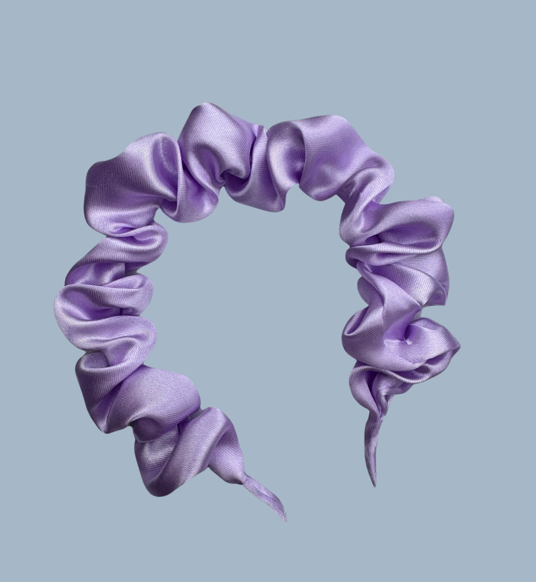 Satin Scrunchie Headband - Purple