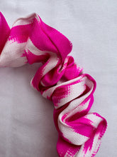 Load image into Gallery viewer, Ikat Silk Scrunchie Headband - Barbie Pink &amp; White
