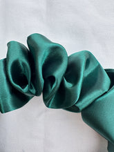 Load image into Gallery viewer, Satin Scrunchie Headband - Deep Green
