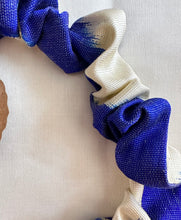 Load image into Gallery viewer, Small Ikat Silk Scrunchie Headband - Cobalt Blue
