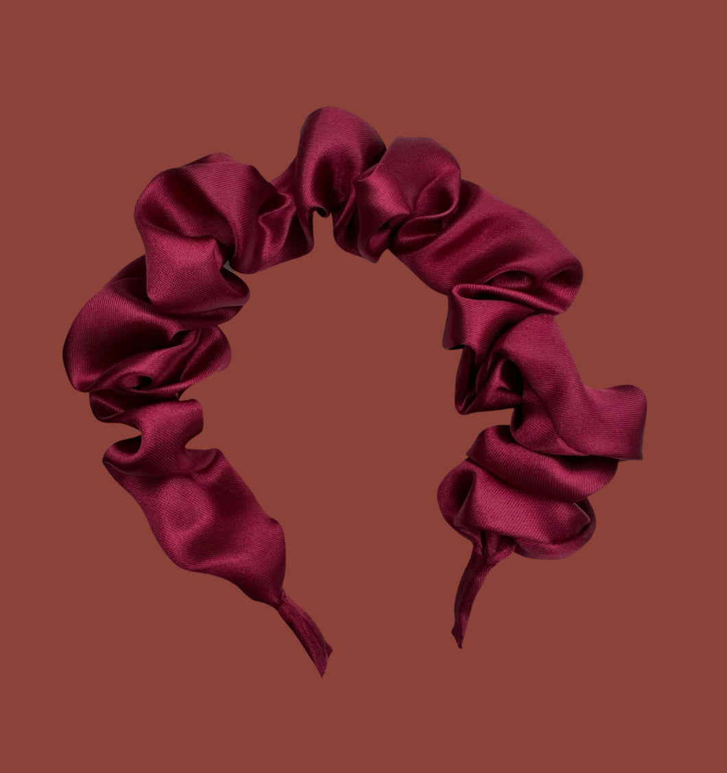 Satin Scrunchie Headband - Ruby Red