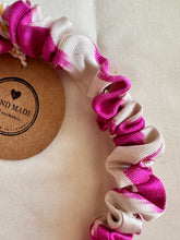 Load image into Gallery viewer, Ikat Silk Scrunchie Headband - Pink &amp; White
