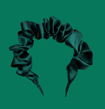 Load image into Gallery viewer, Satin Scrunchie Headband - Deep Green
