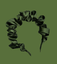 Load image into Gallery viewer, Satin Scrunchie Headband - Olive Green
