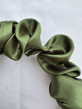 Load image into Gallery viewer, Satin Scrunchie Headband - Olive Green
