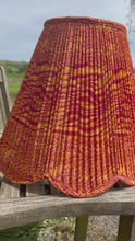Load and play video in Gallery viewer, 41cm Scallop Edged Mustard &amp; Burgundy Abstract Pleated Lampshade
