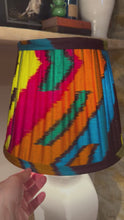 Load and play video in Gallery viewer, 30cm Pleated Ikat Silk Lampshade - Multicolour
