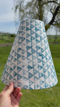 Load and play video in Gallery viewer, 25cm Handprinted Blue Ceiling Lampshade - Sample Shade
