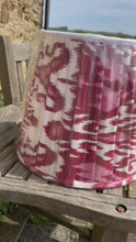 Load and play video in Gallery viewer, 35cm Pleated Lampshade - White &amp; Red Ikat Silk
