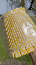 Load and play video in Gallery viewer, 26cm Pleated Yellow Lampshade, Frilly Base - Hand Block Printed Yellow
