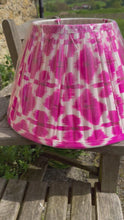 Load and play video in Gallery viewer, 46cm Pleated Pink Ikat Lampshade - Hot Pink &amp; White
