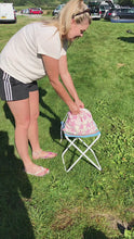 Load and play video in Gallery viewer, Hand Block Printed, Pink Star Drawstring Bag - Large
