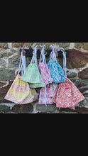Load and play video in Gallery viewer, Hand Block Printed, Blue Drawstring Bag - Small
