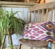 Load image into Gallery viewer, Patterned Ikat Silk &amp; Cotton Lumbar Cushion - 51 x 30cm
