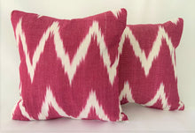 Load image into Gallery viewer, Pink Cotton Chevron Ikat Cushion - 35 x 35cm
