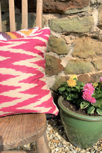 Load image into Gallery viewer, Hot Pink Chevron Silk Cushion - 35 x 35cm
