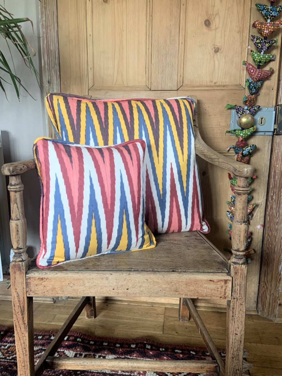 Rainbow Cotton Ikat Large Cushion - 50 x 50cm