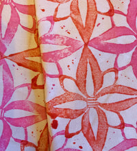 Load image into Gallery viewer, Cotton Tea Towel - Red &amp; Pink Hand Printed
