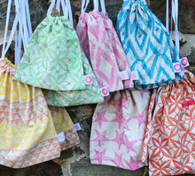 Load image into Gallery viewer, Hand Block Printed, Pink Star Drawstring Bag - Large
