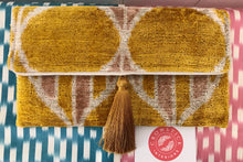 Load image into Gallery viewer, Golden Velvet Ikat Clutch Bag
