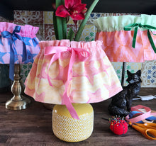 Load image into Gallery viewer, Lampshade Skirt - Hand Printed Blue &amp; Pink
