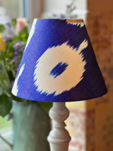 Load image into Gallery viewer, 20cm Cobalt Blue Ikat Silk Lampshade
