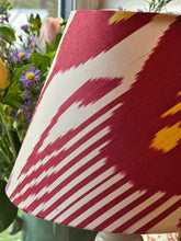 Load image into Gallery viewer, 20cm Yellow &amp; Red Ikat Silk Lampshade
