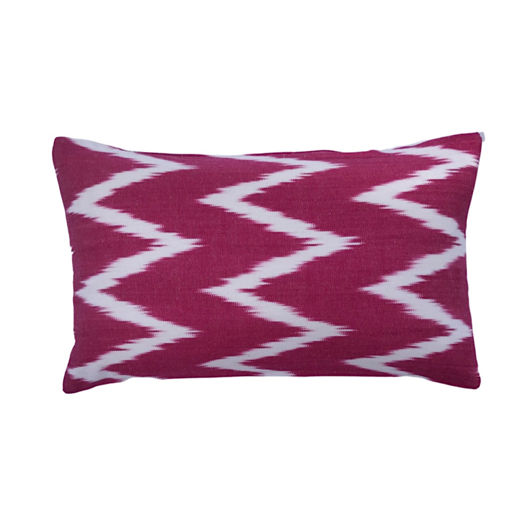Pink Cotton Chevron Ikat Cushion - 51 x 30cm