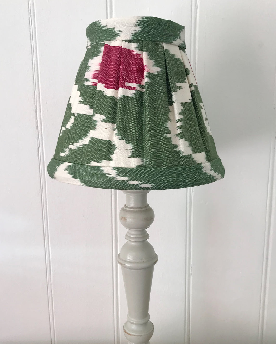 21cm Pleated Lampshade Green Ikat