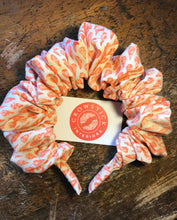 Load image into Gallery viewer, Super Cotton Scrunchie Headband - Orange Raindrop Hand Printed
