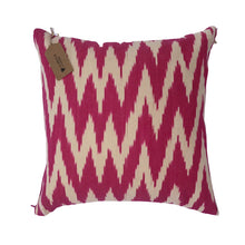 Load image into Gallery viewer, Hot Pink Chevron Silk Cushion - 35 x 35cm
