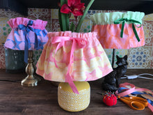 Load image into Gallery viewer, Lampshade Skirt - Hand Printed Pink &amp; Yellow Stars
