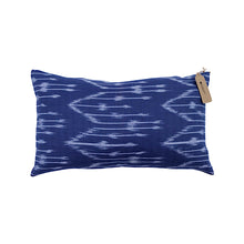 Load image into Gallery viewer, 45cm x 28cm Blue Ikat Cotton Lumbar Cushion
