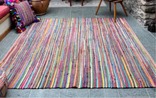 Load image into Gallery viewer, 150cm x 150cm Rainbow Rag Rug Indoor &amp; Outdoor
