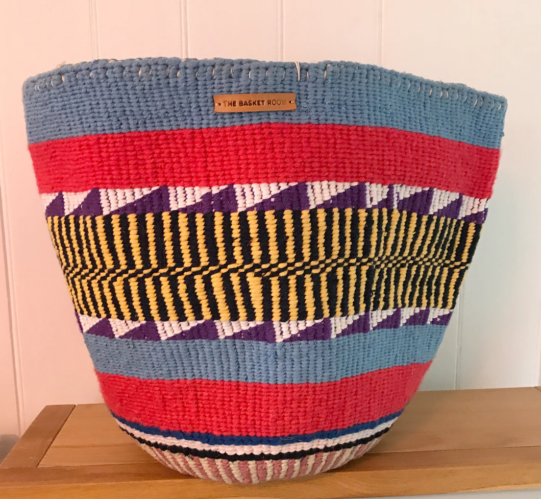 Knitted Laundry or Storage Basket in Multicolours