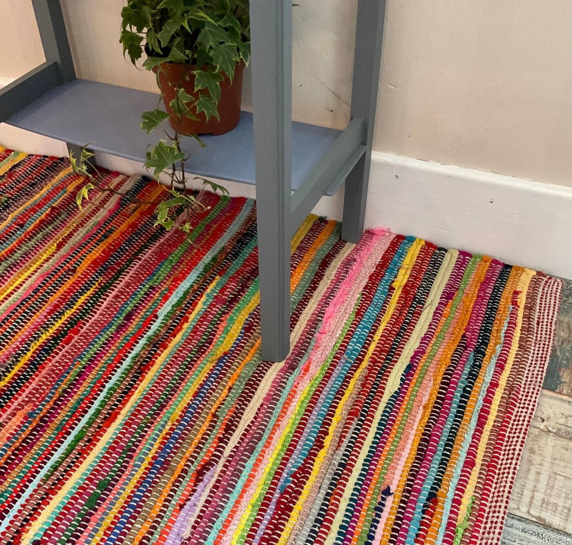 60cm x 90cm Rainbow Rag Rug Indoor & Outdoor – Crowstick Interiors