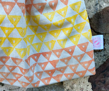 Load image into Gallery viewer, Hand Block Printed, Yellow &amp; Orange Drawstring Bag - Large
