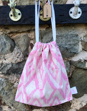 Load image into Gallery viewer, Hand Block Printed, Pink Drawstring Bag - Small
