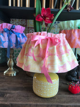 Load image into Gallery viewer, Lampshade Skirt - Hand Printed Pink &amp; Yellow Stars
