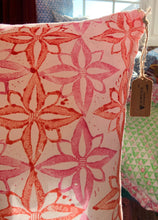 Load image into Gallery viewer, Hand Block Printed Cotton Cushion in Pinks - 50 x 50cm
